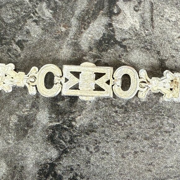 Art Deco Style Beaded Bracelet 7.5in Silver Tone Black Beads Retro - Picture 10 of 10